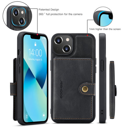 ELECTROPRIME For iPhone 15 JEEHOOD Retro Magnetic Detachable Leather Phone Case(Black)