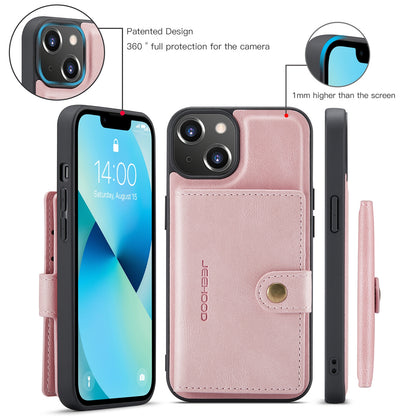 ELECTROPRIME For iPhone 15 JEEHOOD Retro Magnetic Detachable Leather Phone Case(Pink)
