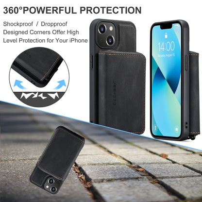 ELECTROPRIME For iPhone 15 JEEHOOD Magnetic Zipper Wallet Leather Phone Case(Black)
