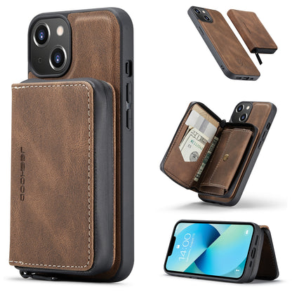 ELECTROPRIME For iPhone 15 JEEHOOD Magnetic Zipper Wallet Leather Phone Case(Brown)