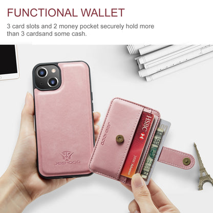 ELECTROPRIME For iPhone 15 JEEHOOD RFID Blocking Anti-Theft Magnetic PU Phone Case(Pink)