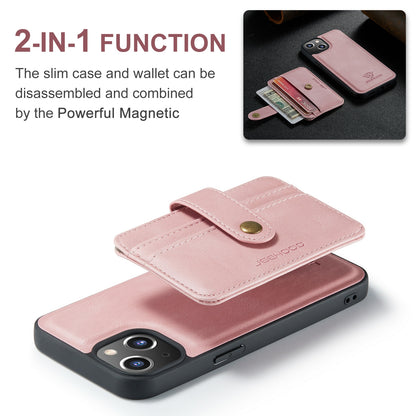 ELECTROPRIME For iPhone 15 JEEHOOD RFID Blocking Anti-Theft Magnetic PU Phone Case(Pink)