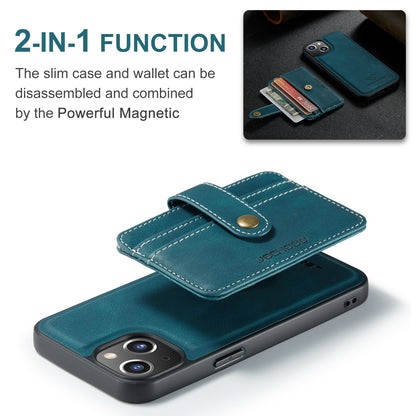 ELECTROPRIME For iPhone 15 JEEHOOD RFID Blocking Anti-Theft Magnetic PU Phone Case(Blue)