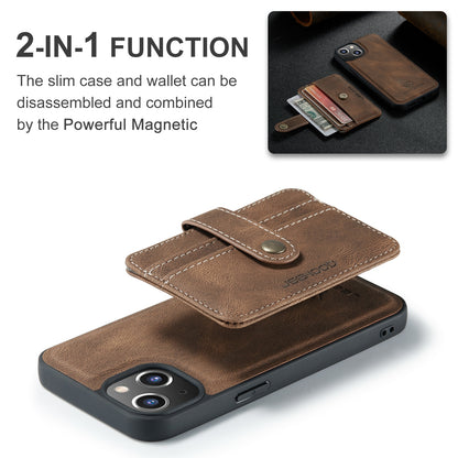 ELECTROPRIME For iPhone 15 JEEHOOD RFID Blocking Anti-Theft Magnetic PU Phone Case(Brown)