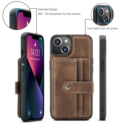 ELECTROPRIME For iPhone 15 JEEHOOD RFID Blocking Anti-Theft Magnetic PU Phone Case(Brown)