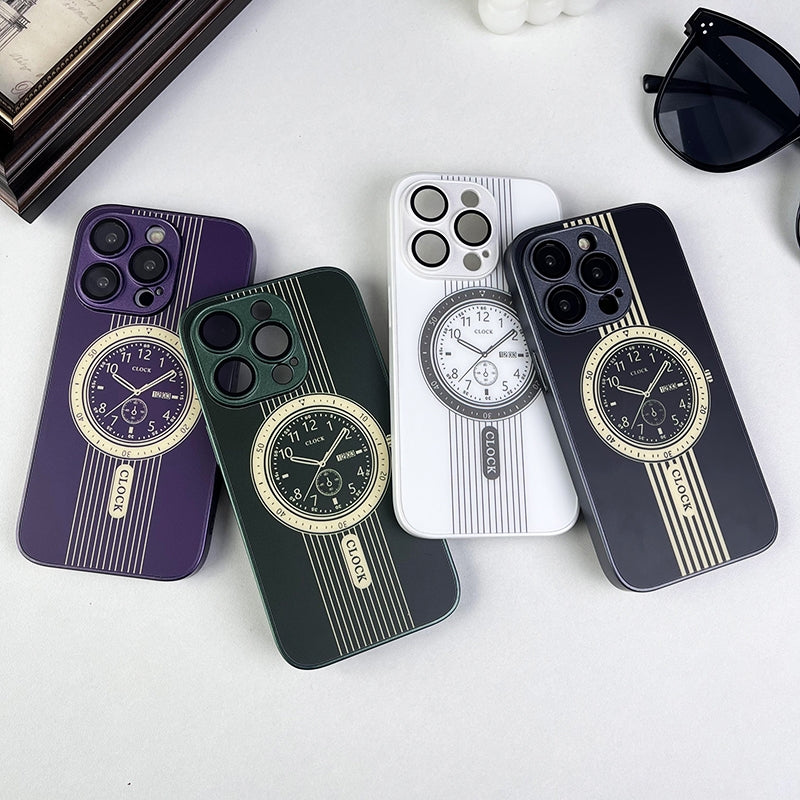 ELECTROPRIME For iPhone 15 Clock Pattern Magnetic Lens Protection Phone Case(Green)