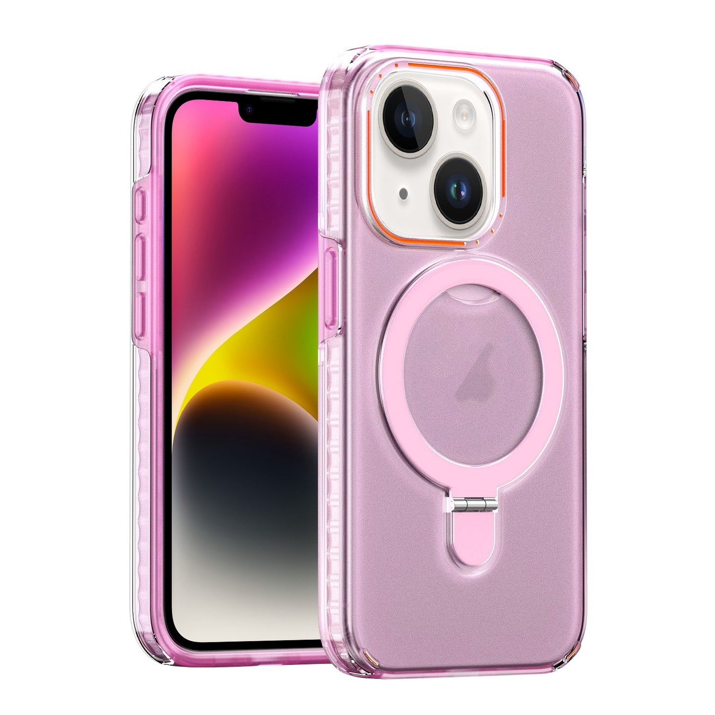 ELECTROPRIME For iPhone 15 Colorful 2 in 1 MagSafe Holder Phone Case(Purple)