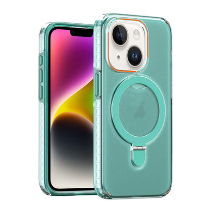 ELECTROPRIME For iPhone 15 Colorful 2 in 1 MagSafe Holder Phone Case(Green)