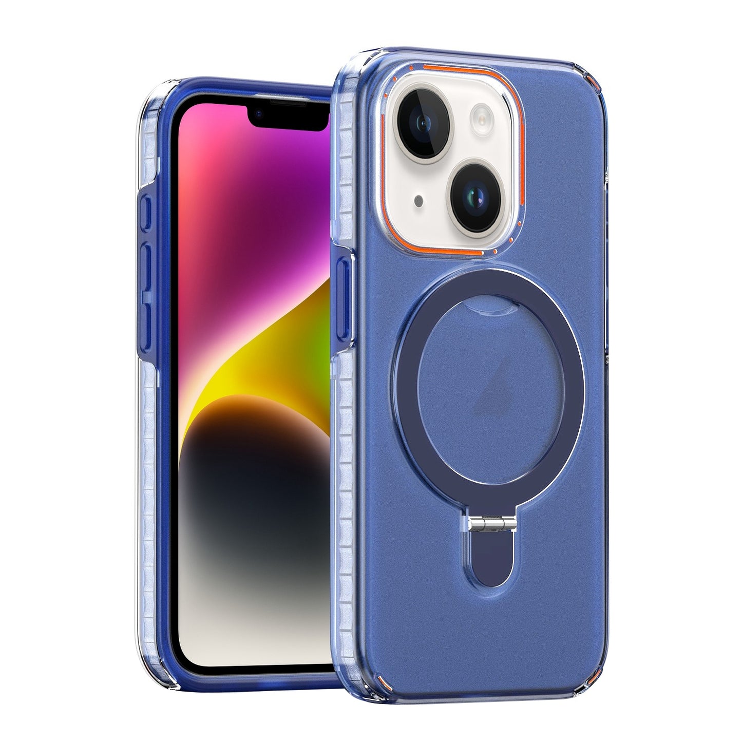 ELECTROPRIME For iPhone 15 Colorful 2 in 1 MagSafe Holder Phone Case(Blue)