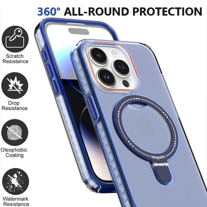 ELECTROPRIME For iPhone 15 Colorful 2 in 1 MagSafe Holder Phone Case(Black)