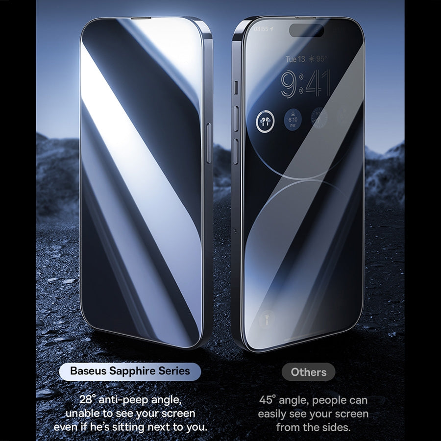 ELECTROPRIME For iPhone 15 Plus Baseus Sapphire Series Dustproof Peep-proof Tempered Glass Film