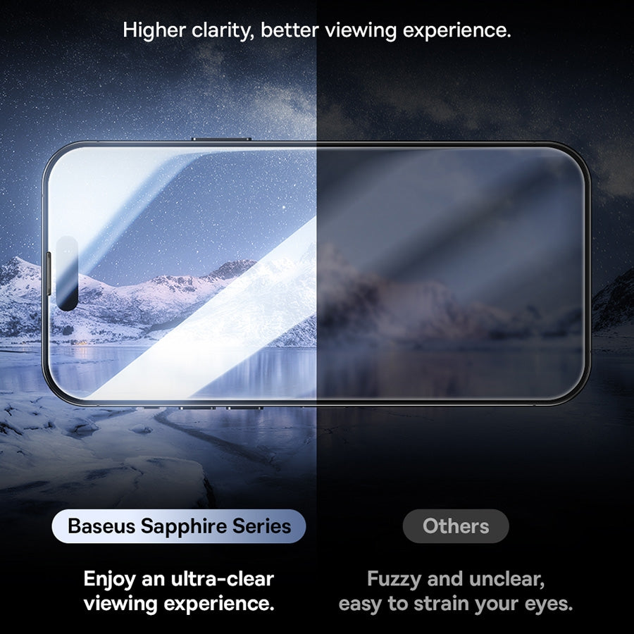 ELECTROPRIME For iPhone 15 Plus Baseus Sapphire Series Dustproof Peep-proof Tempered Glass Film