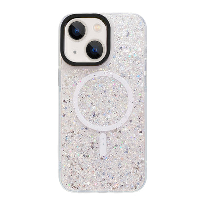 ELECTROPRIME For iPhone 15 Plus Gold Armor MagSafe Glitter Epoxy Phone Case(White)