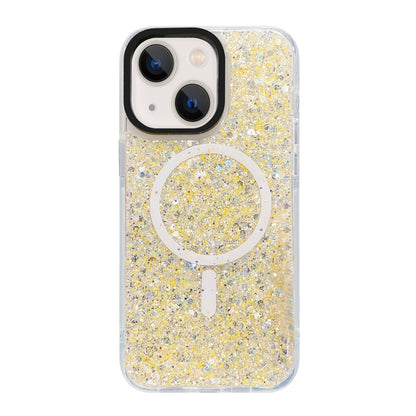 ELECTROPRIME For iPhone 15 Gold Armor MagSafe Glitter Epoxy Phone Case(Yellow)