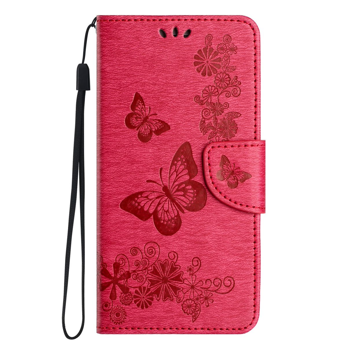 ELECTROPRIME For iPhone 15 Plus Butterfly Embossed Flip Leather Phone Case(Red)
