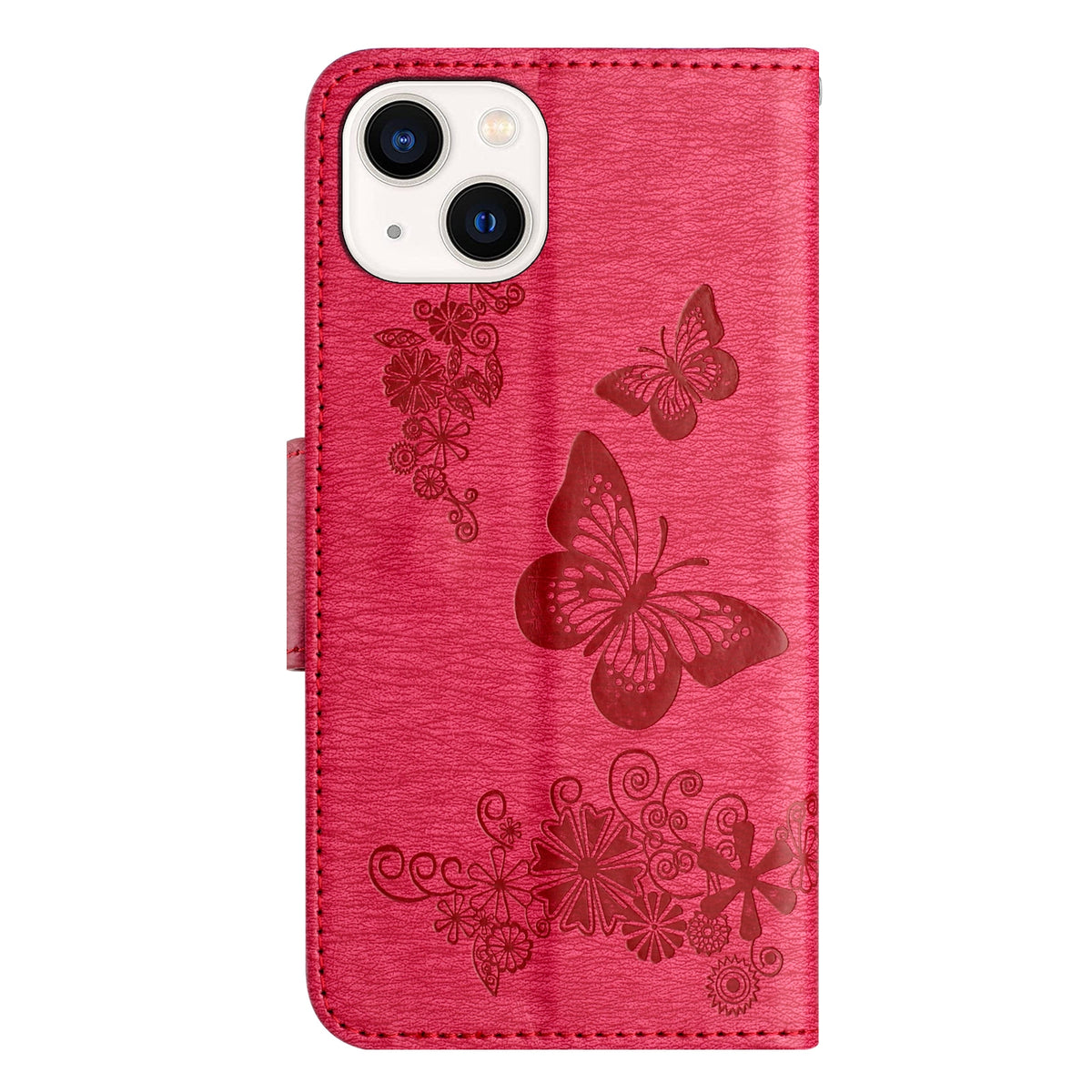 ELECTROPRIME For iPhone 15 Plus Butterfly Embossed Flip Leather Phone Case(Red)