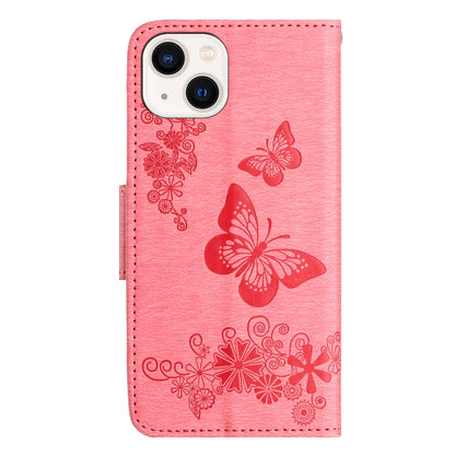 ELECTROPRIME For iPhone 15 Butterfly Embossed Flip Leather Phone Case(Pink)