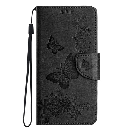 ELECTROPRIME For iPhone 15 Butterfly Embossed Flip Leather Phone Case(Black)
