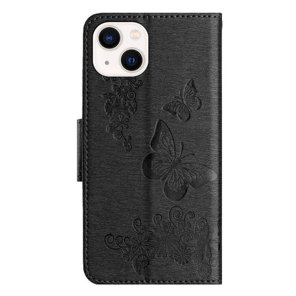 ELECTROPRIME For iPhone 15 Butterfly Embossed Flip Leather Phone Case(Black)