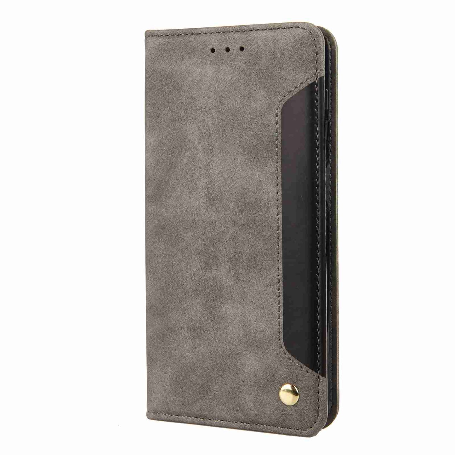 ELECTROPRIME For iPhone 15 Skin Feel Splicing Leather Phone Case(Grey)