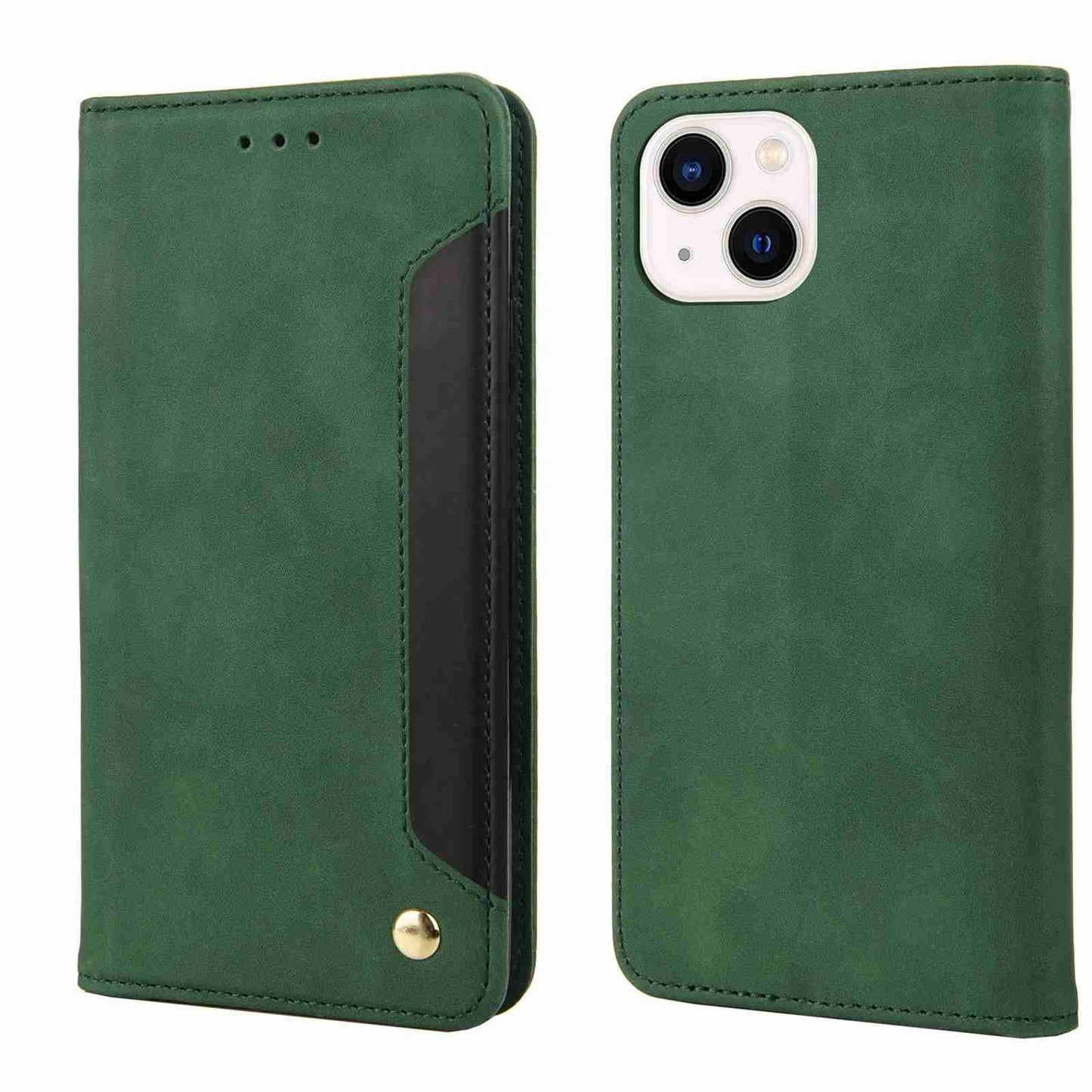 ELECTROPRIME For iPhone 15 Skin Feel Splicing Leather Phone Case(Green)
