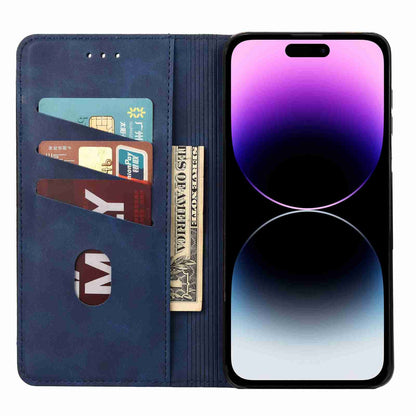ELECTROPRIME For iPhone 15 Skin Feel Splicing Leather Phone Case(Blue)