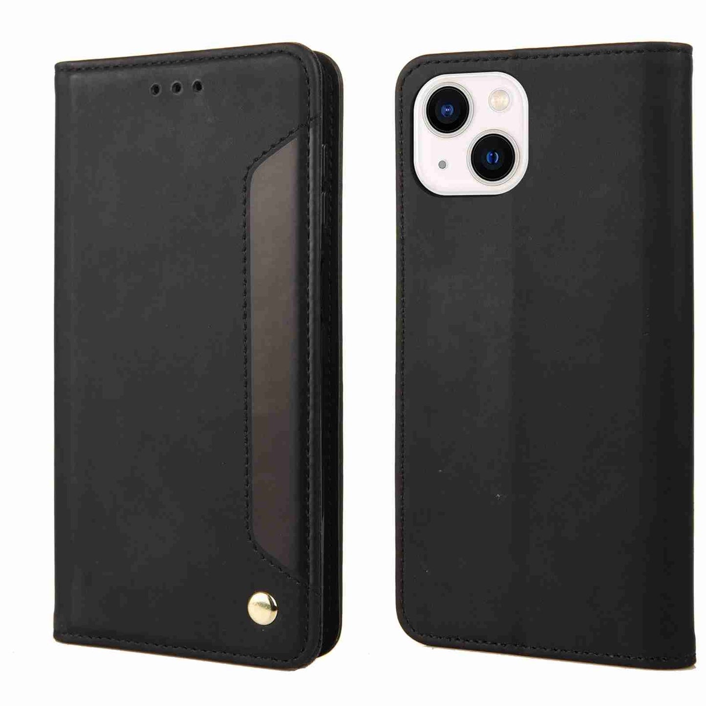 ELECTROPRIME For iPhone 15 Skin Feel Splicing Leather Phone Case(Black)