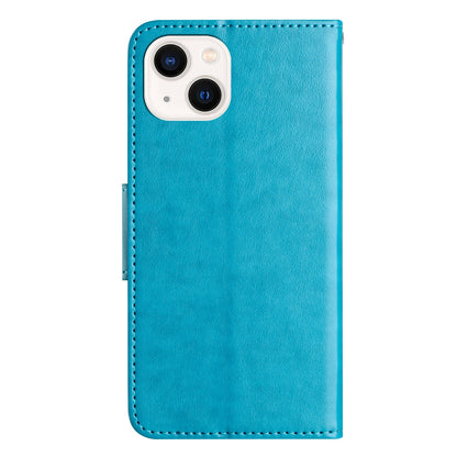 ELECTROPRIME For iPhone 15 Butterfly Flower Pattern Flip Leather Phone Case(Blue)