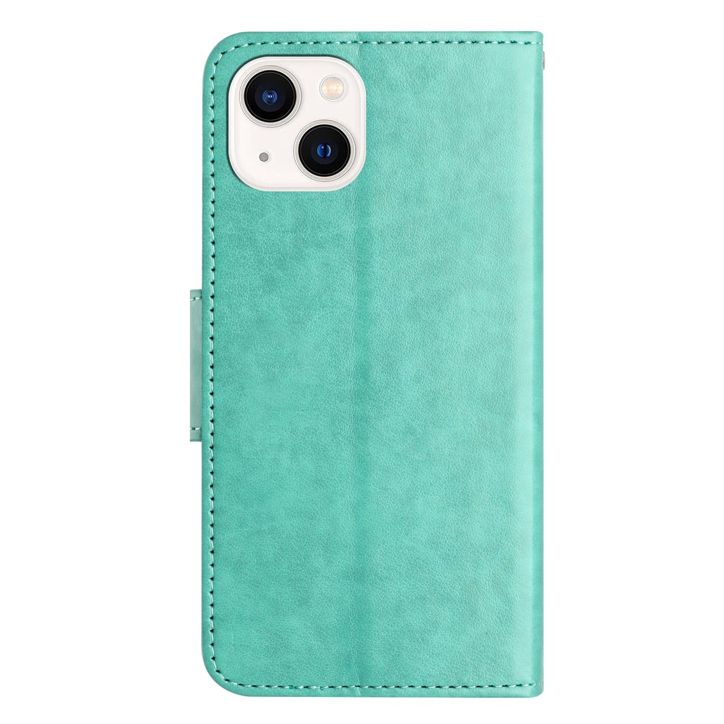 ELECTROPRIME For iPhone 15 Butterfly Flower Pattern Flip Leather Phone Case(Green)