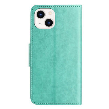 ELECTROPRIME For iPhone 15 Butterfly Flower Pattern Flip Leather Phone Case(Green)