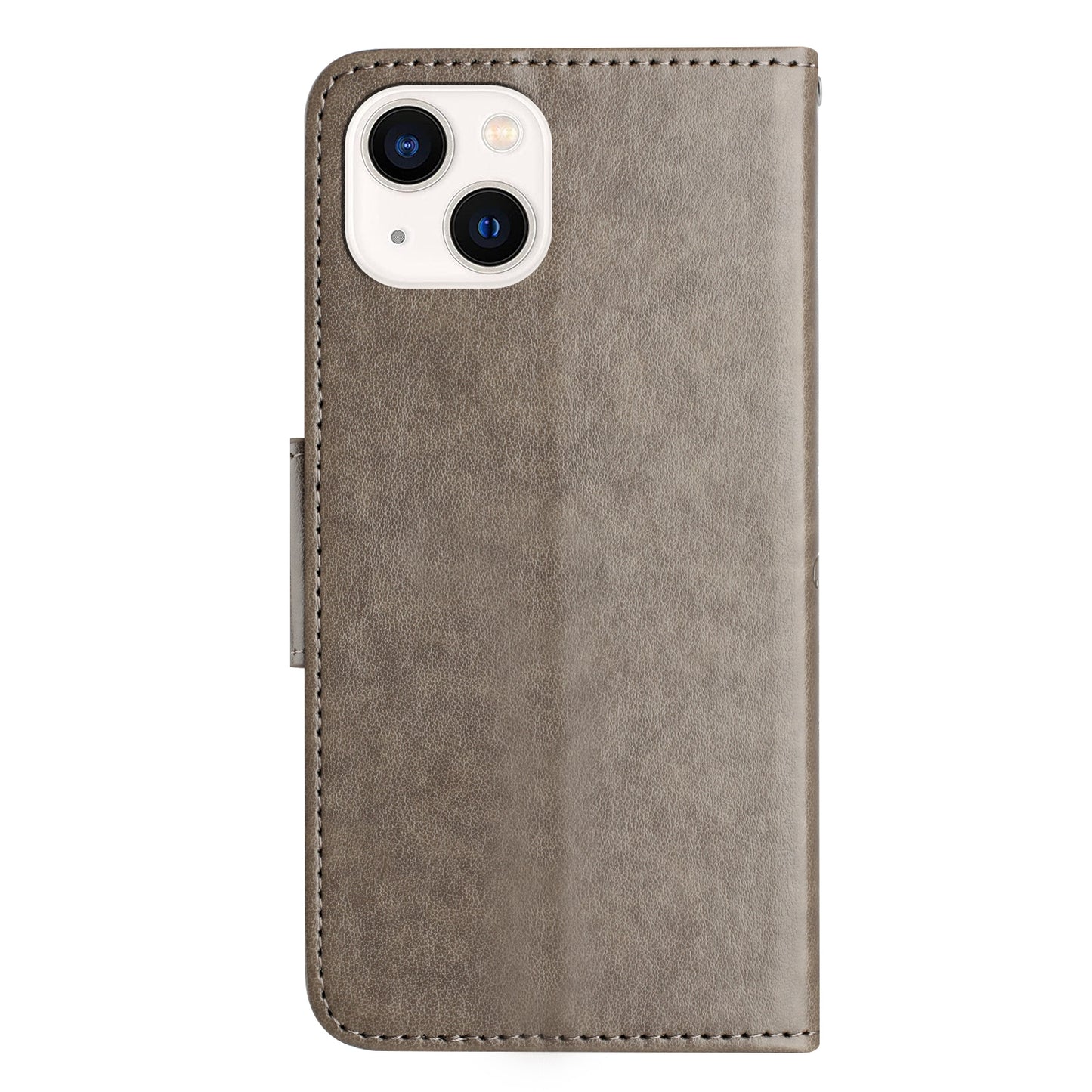 ELECTROPRIME For iPhone 15 Butterfly Flower Pattern Flip Leather Phone Case(Grey)