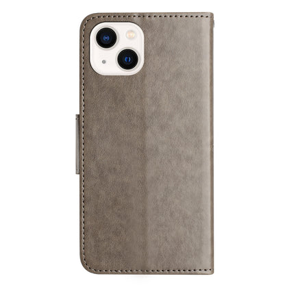 ELECTROPRIME For iPhone 15 Butterfly Flower Pattern Flip Leather Phone Case(Grey)