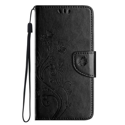 ELECTROPRIME For iPhone 15 Butterfly Flower Pattern Flip Leather Phone Case(Black)