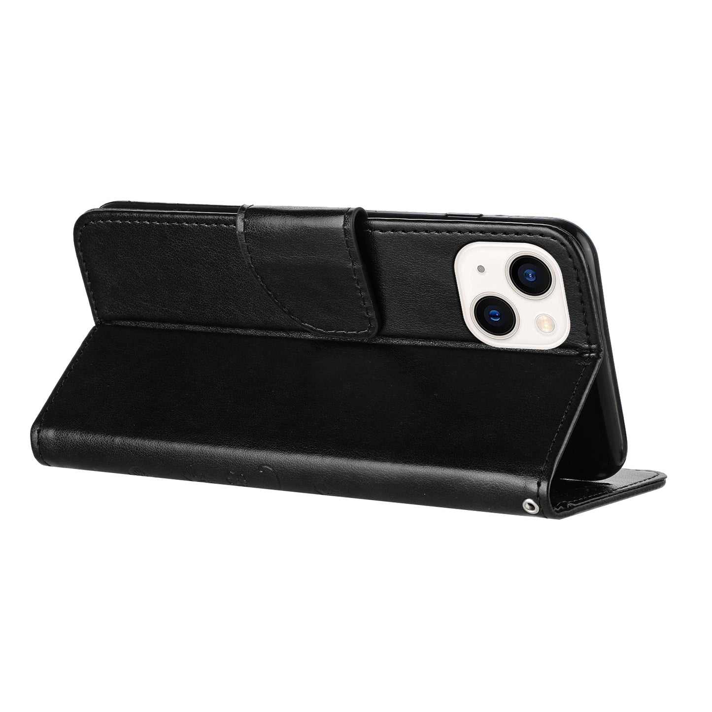 ELECTROPRIME For iPhone 15 Butterfly Flower Pattern Flip Leather Phone Case(Black)
