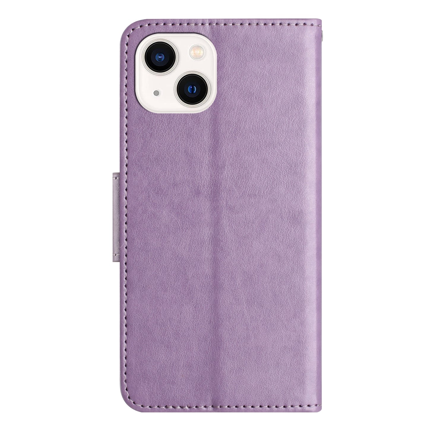 ELECTROPRIME For iPhone 15 Butterfly Flower Pattern Flip Leather Phone Case(Light Purple)