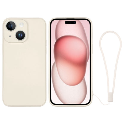 ELECTROPRIME For iPhone 15 Plus Silicone Phone Case with Wrist Strap(White)