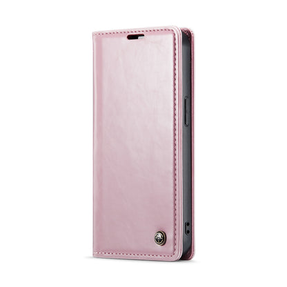 ELECTROPRIME For iPhone 15 Plus CaseMe 003 Crazy Horse Texture Leather Phone Case(Rose Gold)