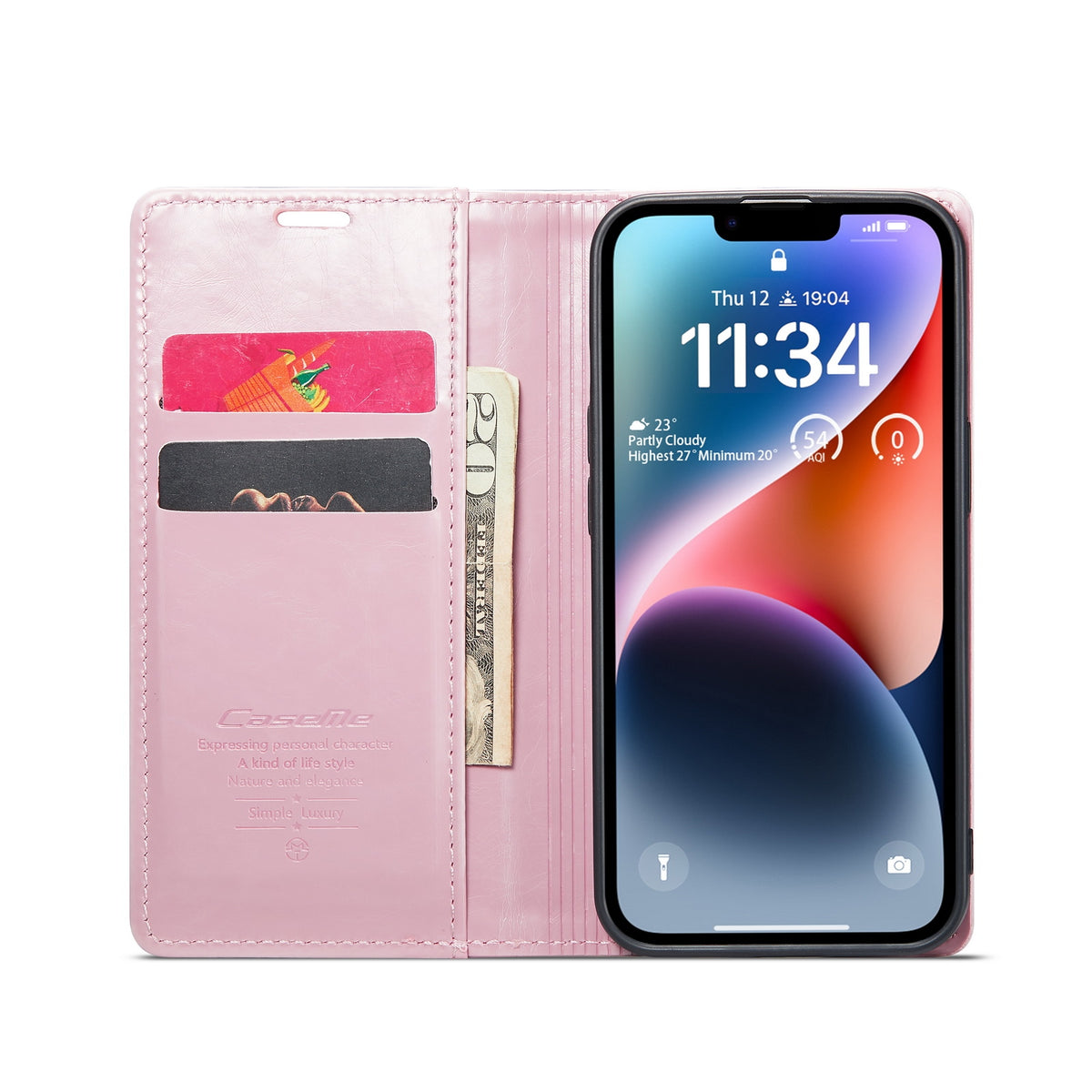 ELECTROPRIME For iPhone 15 Plus CaseMe 003 Crazy Horse Texture Leather Phone Case(Rose Gold)