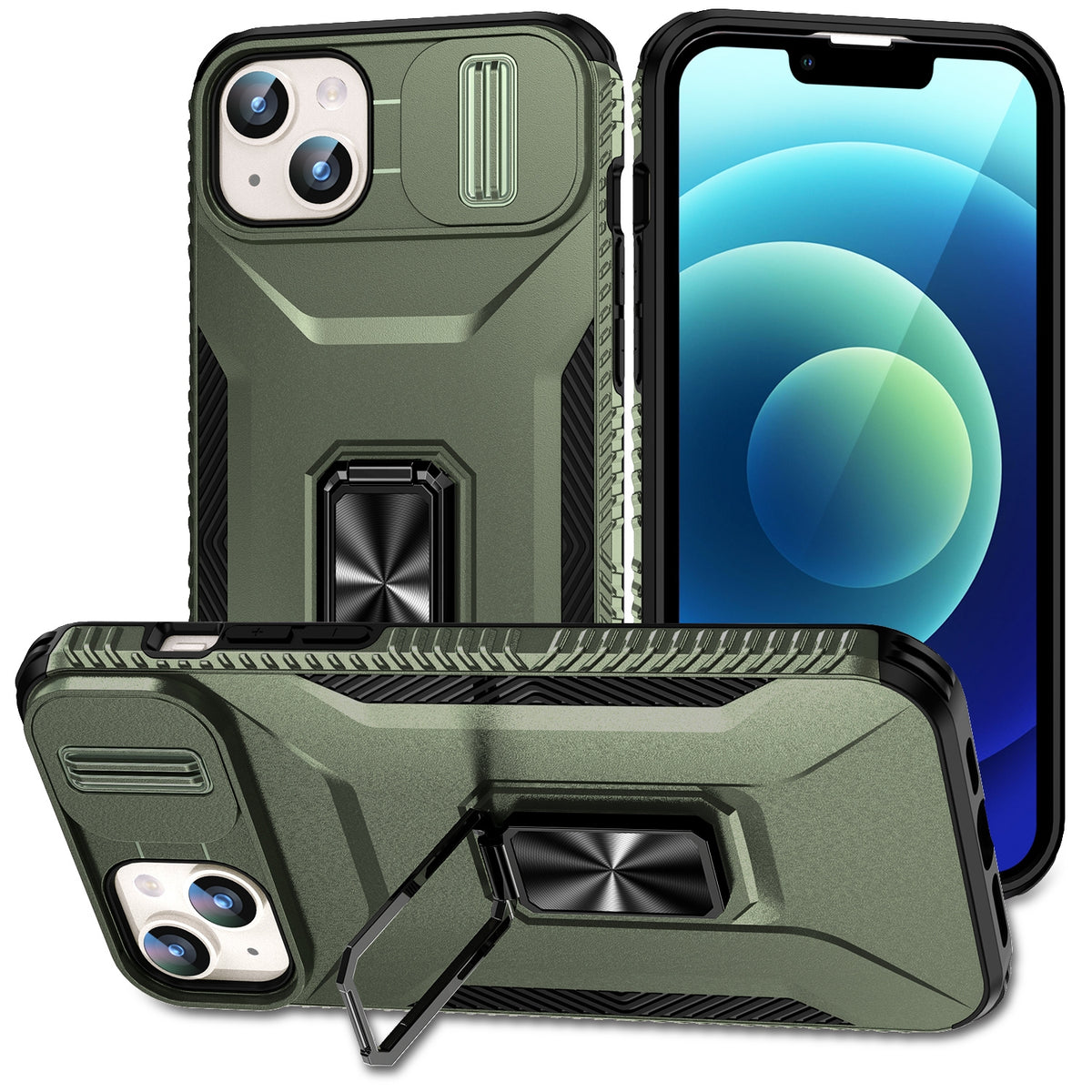 ELECTROPRIME For iPhone 15 Plus Sliding Camshield Holder Phone Case(Alpine Green)