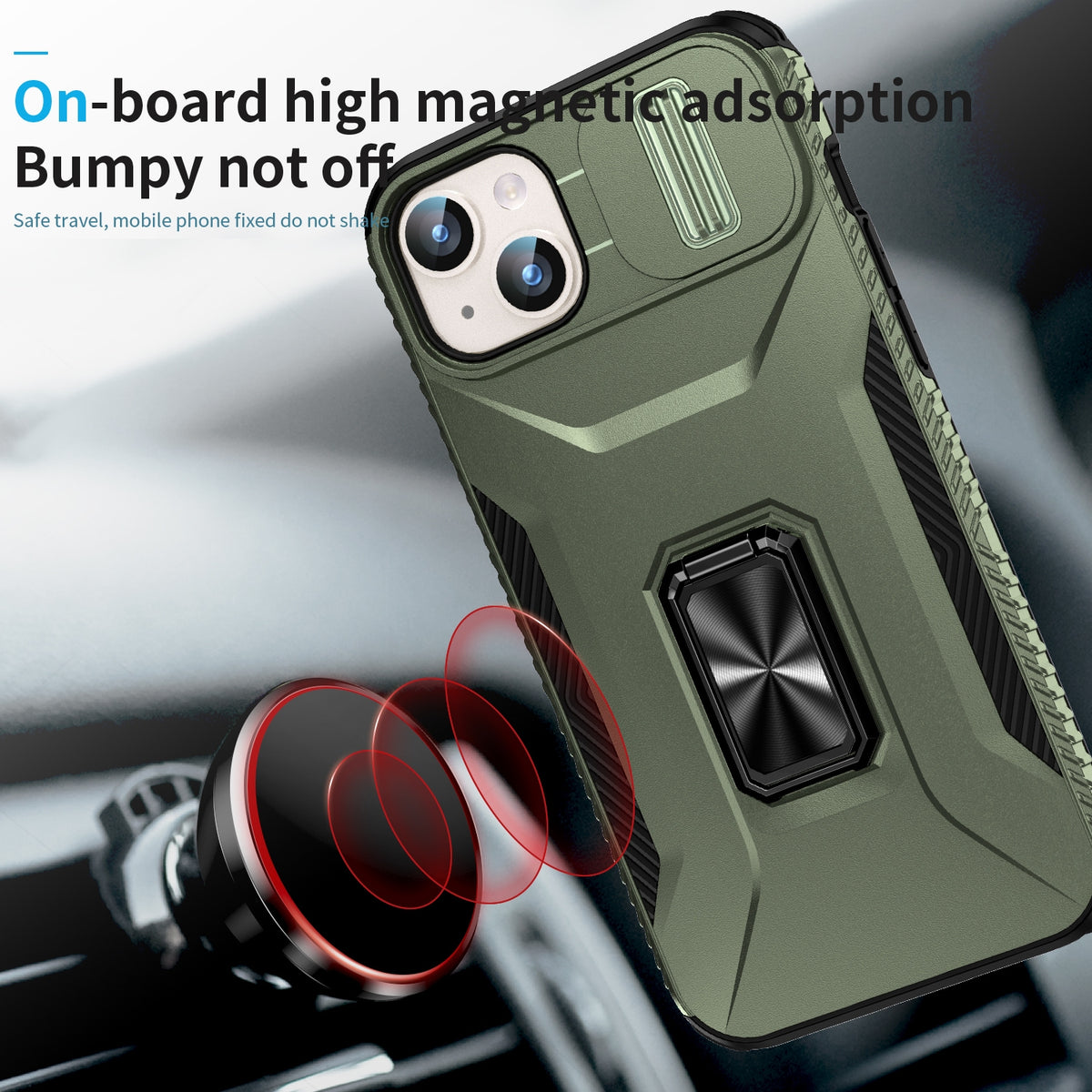 ELECTROPRIME For iPhone 15 Plus Sliding Camshield Holder Phone Case(Alpine Green)