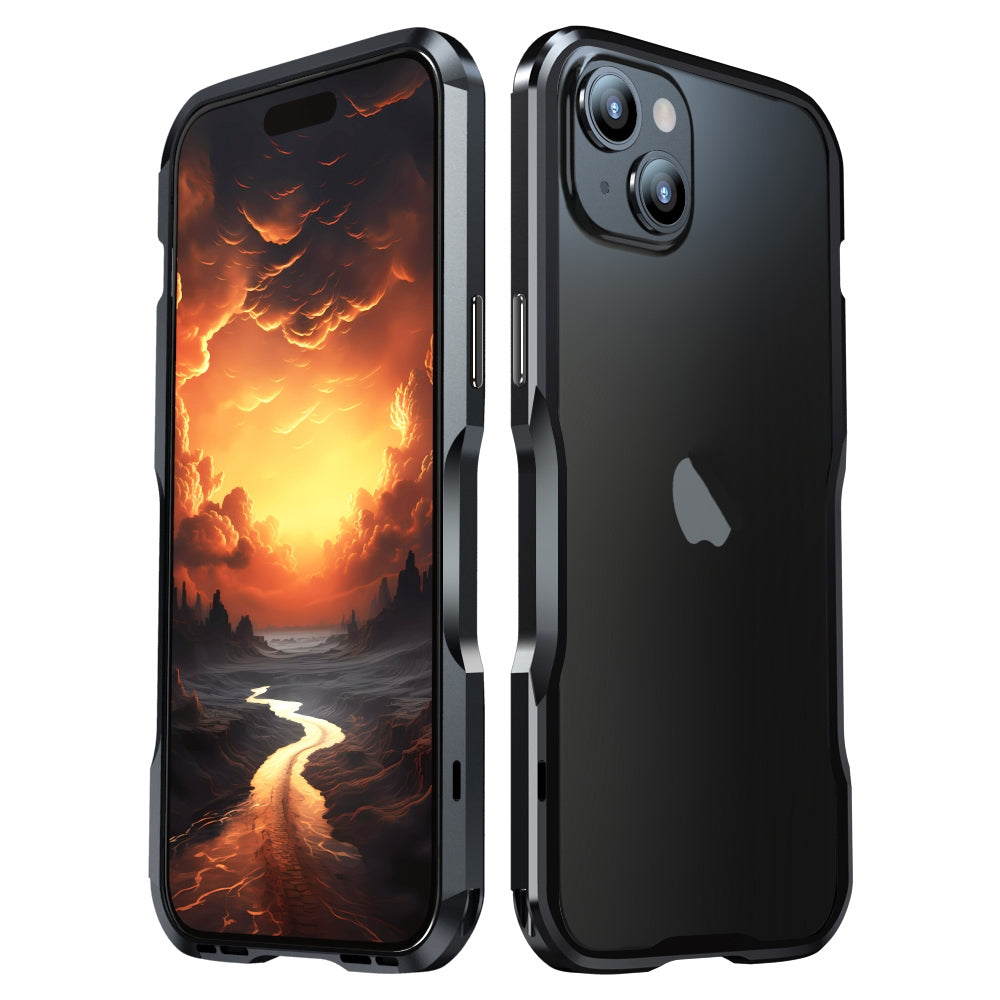ELECTROPRIME For iPhone 15 Sharp Edge Magnetic Shockproof Metal Frame Phone Case(Black)