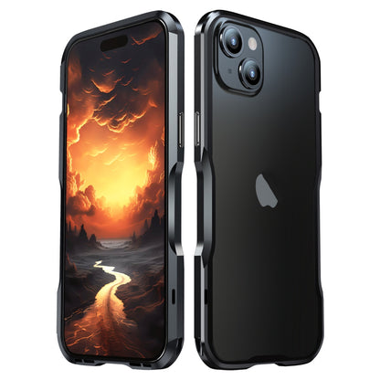 ELECTROPRIME For iPhone 15 Sharp Edge Magnetic Shockproof Metal Frame Phone Case(Black)