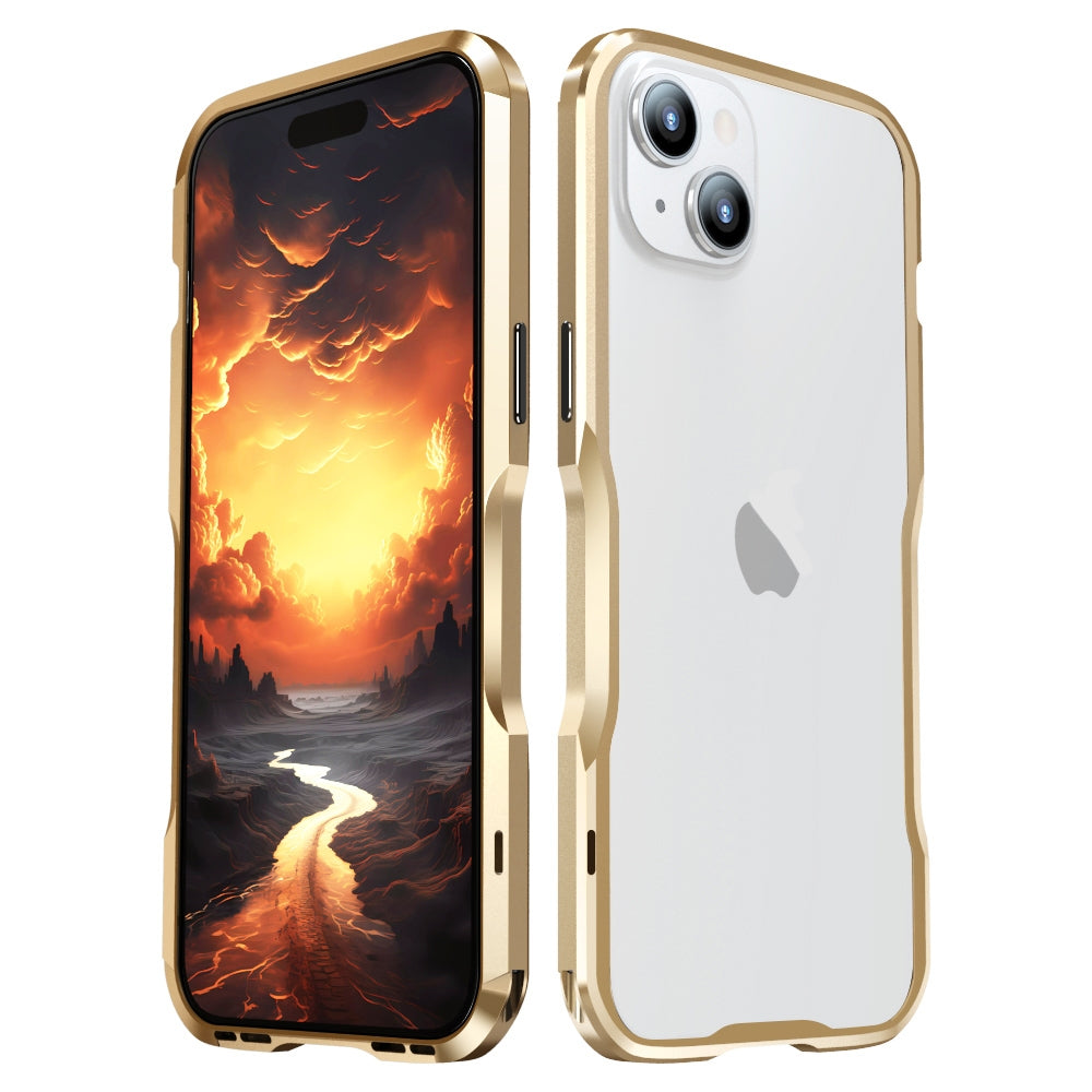 ELECTROPRIME For iPhone 15 Sharp Edge Magnetic Shockproof Metal Frame Phone Case(Gold)