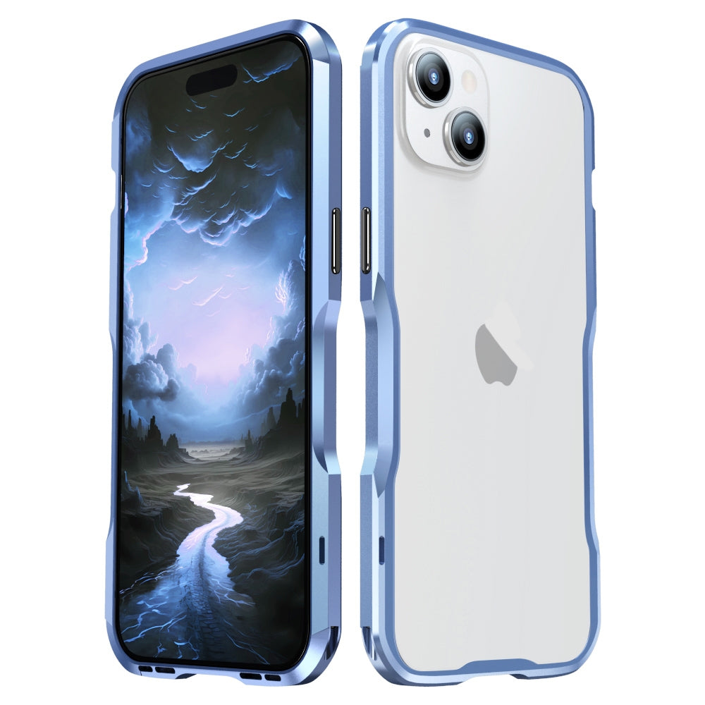 ELECTROPRIME For iPhone 15 Sharp Edge Magnetic Shockproof Metal Frame Phone Case(Blue)