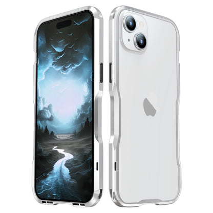 ELECTROPRIME For iPhone 15 Sharp Edge Magnetic Shockproof Metal Frame Phone Case(Silver)