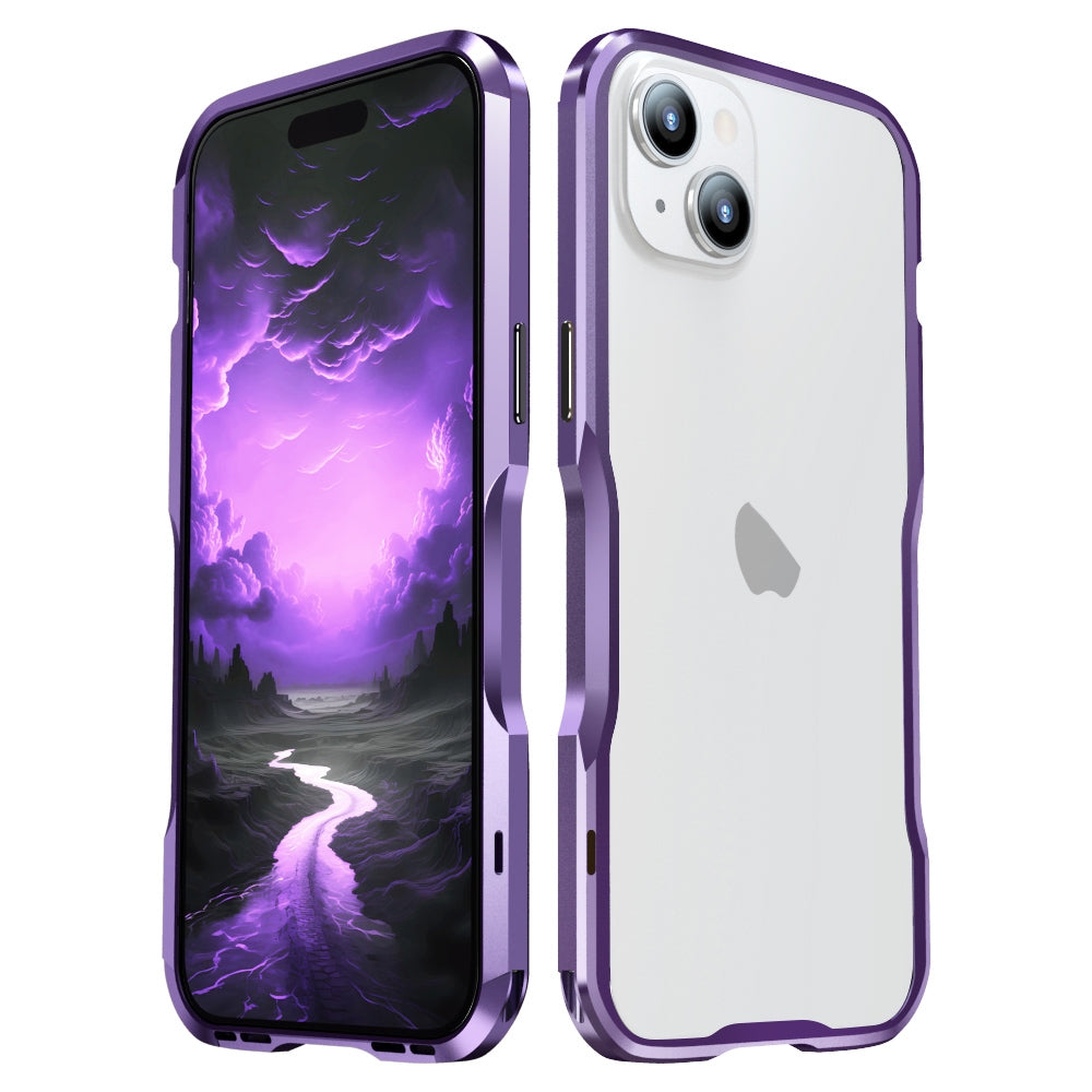 ELECTROPRIME For iPhone 15 Sharp Edge Magnetic Shockproof Metal Frame Phone Case(Purple)