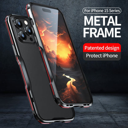 ELECTROPRIME For iPhone 15 Sharp Edge Magnetic Shockproof Metal Frame Phone Case(Purple)