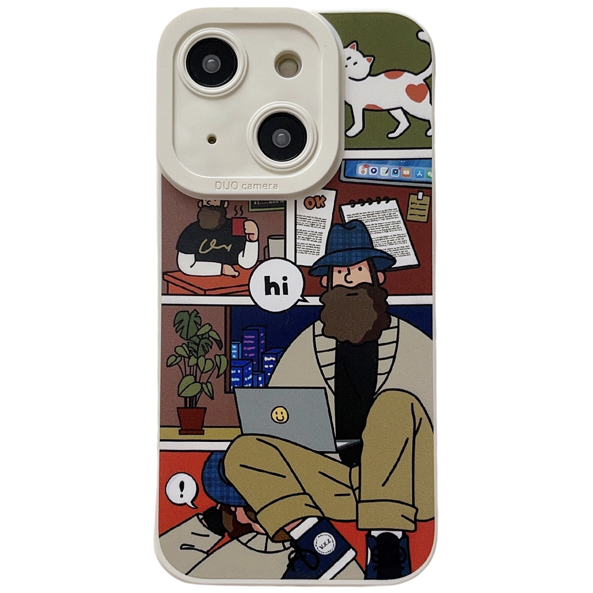 ELECTROPRIME For iPhone 15 Liquid Angel Eyes Bearded TPU Phone Case(Beige)