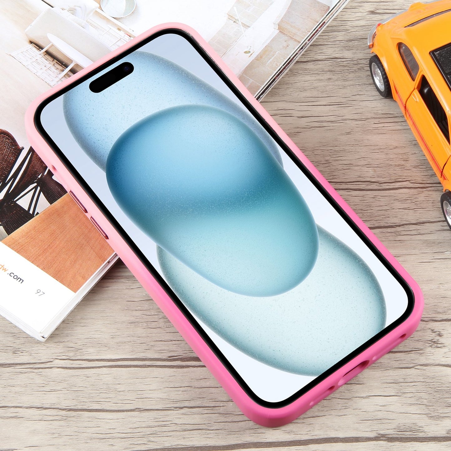 ELECTROPRIME For iPhone 15 Gradient MagSafe Holder Liquid TPU Hybrid PC Phone Case(Pink Red)