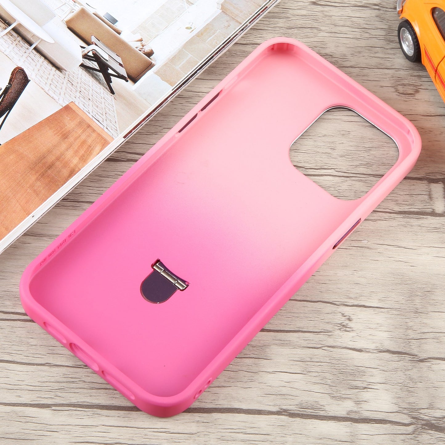 ELECTROPRIME For iPhone 15 Gradient MagSafe Holder Liquid TPU Hybrid PC Phone Case(Pink Red)